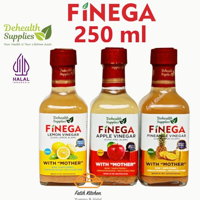 

Finega 250 ml (Botol Kaca) Vinega Cuka Apel / Nanas / Lemon
