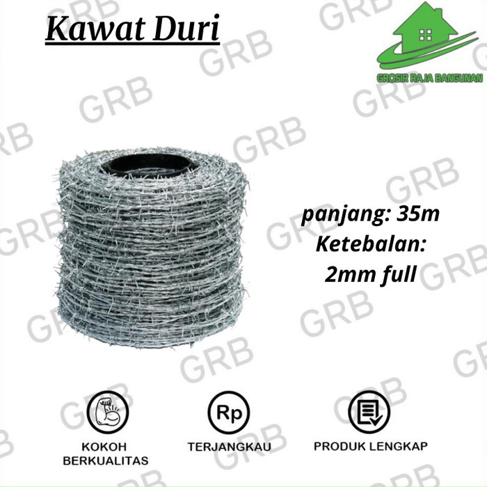 TERBARU Kawat Duri Silet Galvanis Tebal 1Roll 35 Meter/Kawat Pagar/Kawat Pengaman Pagar&rumah,DLL