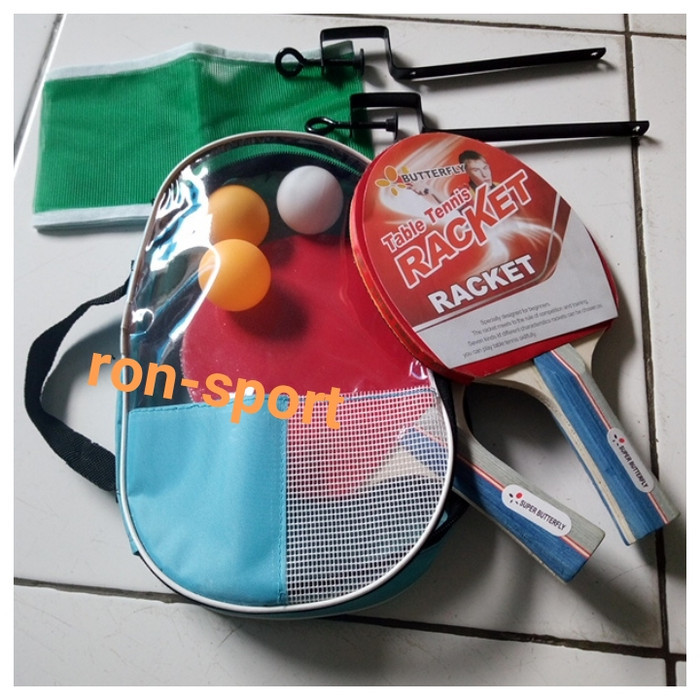 Bet Pingpong / Tenis Meja Butterfly Set Isi 2 , Tiang Net Dan Bola