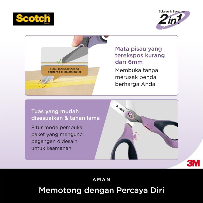 

3M Scotch Unboxing Scissors 1487Ns / Purple 7 Inch / Gunting