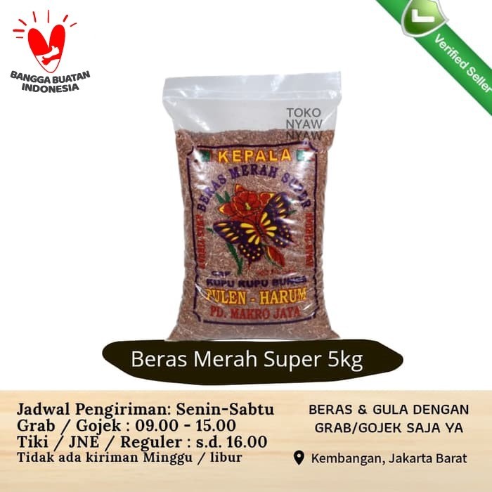 

TERBARU Beras Merah Super 5kg cap Kupu Kupu Bunga (kepala 5 kg, best seller) PROMO!