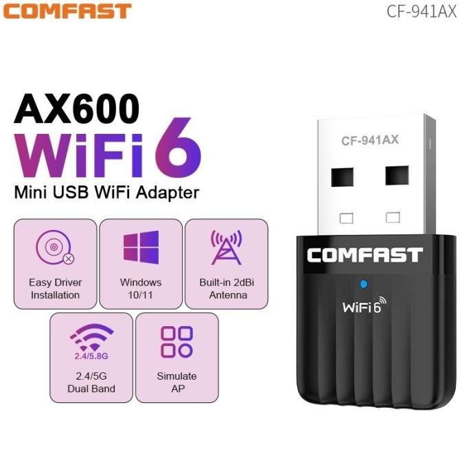 

Produk Baru!! COMFAST AX600 WiFi6 USB Adapter Dual Band 2.4/5Ghz 572Mbps Network Card 802.11ax WiFi 6 Dongle