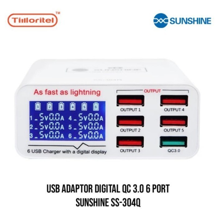 ADAPTOR CHARGER SUNSHINE SS-304Q 6 PORT USB (DIGITAL)