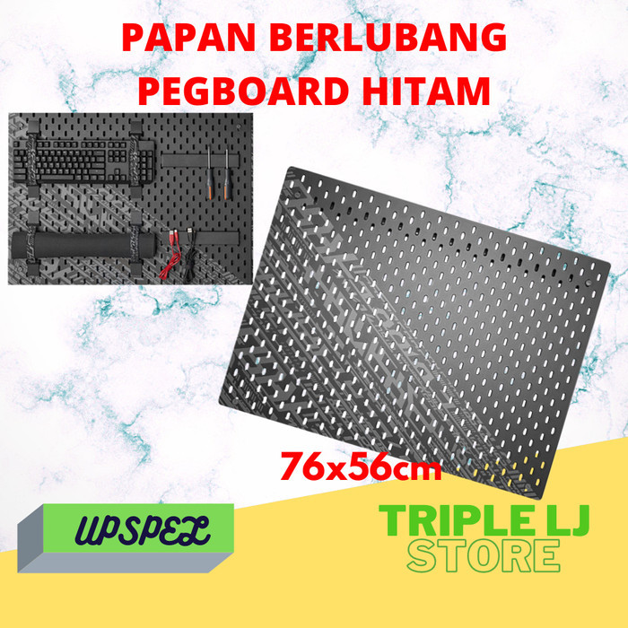 

TERBARU Papan Berlubang Dengan Gantungan Pegboard Hitam 76x56cm UPSPL