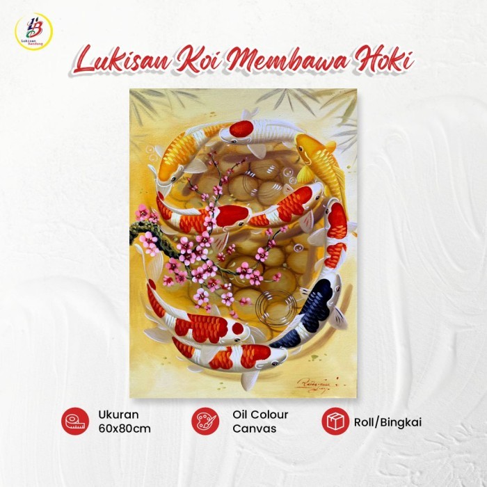 lukisan ikan koi 9 ekor fengshui