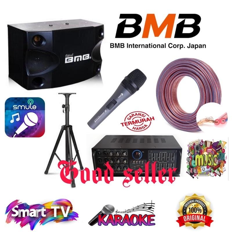 Termurah Paket Sound System Speaker Bmb + Ampli + Mic Kabel Sennheiser + Stand Speaker