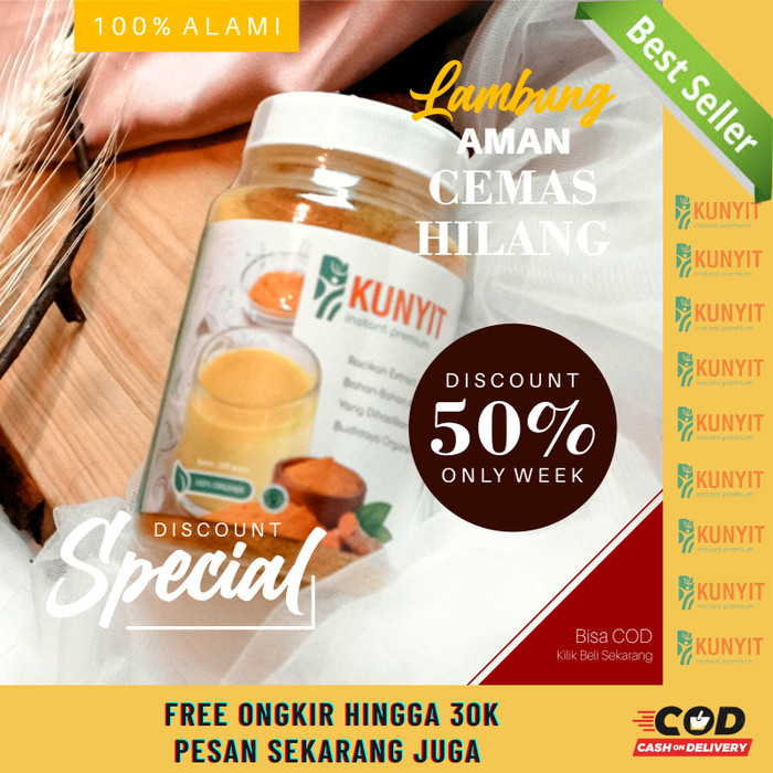 

Promo!! Obat Herbal Asam Lambung Alami Kunyit Instant Premium