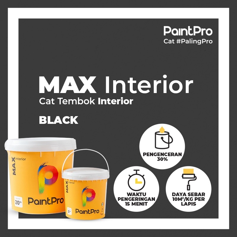 PaintPro MAX Black Cat Tembok 5 Kg Interior Warna Hitam