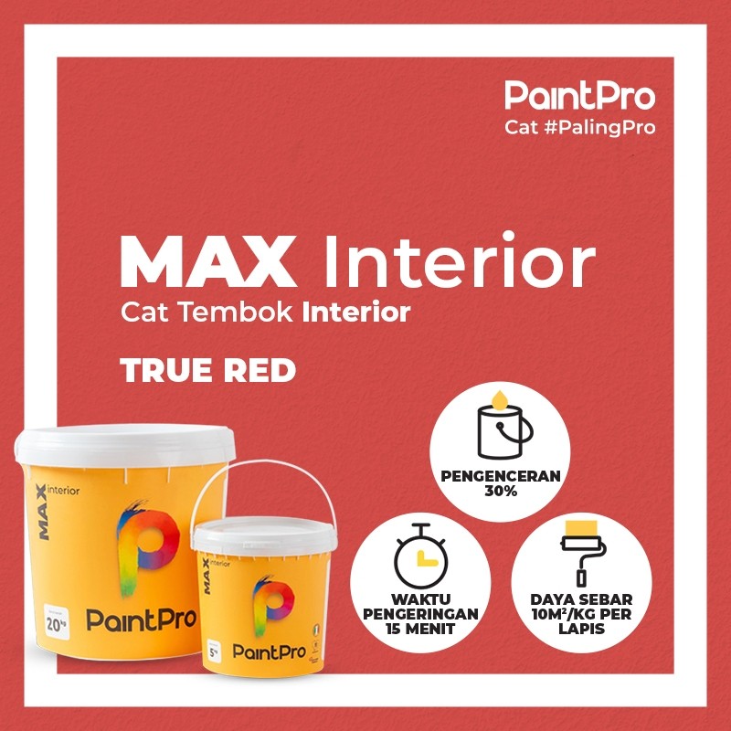 PaintPro MAX True Red Cat Tembok 5 Kg Interior Warna Merah