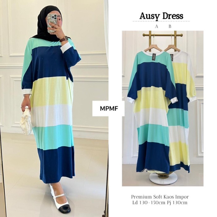 BISA BAYAR DITEMPAT Ausy dress gamis wanita dewasa terbaru modis kekinian jumbo new 22/6