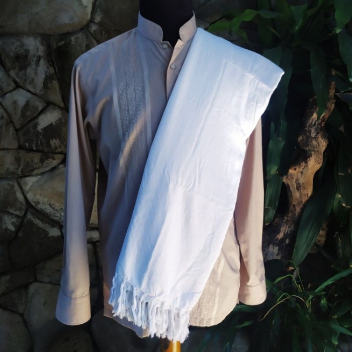 MURAH sorban kashmiri sorban kashmiri hijau panjang 2 meter bahan rayon adem - putih polos
