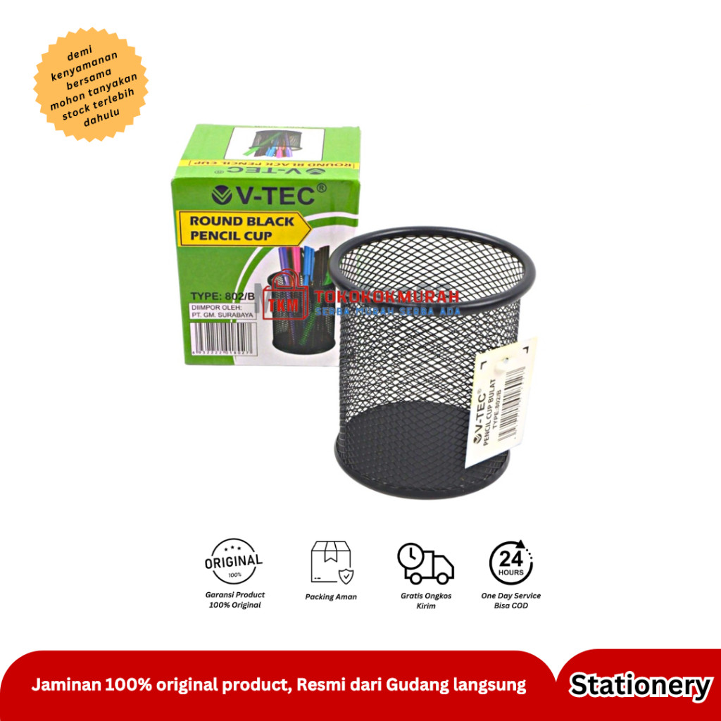 

V-TEC PENCIL CUP BULAT 802/B HITAM /PCS
