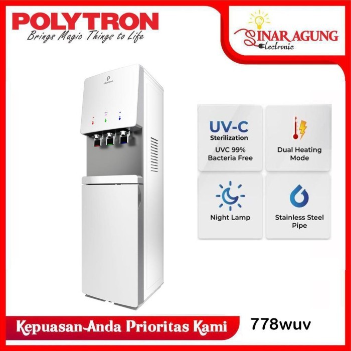 POLYTRON 778WUV / 778-WUV DISPENSER GALON BAWAH PUTIH - 100% ORI