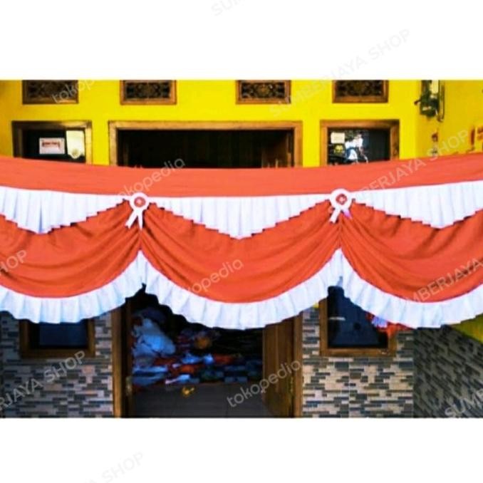 Bendera Background Merah Putih Rumbai Cantik 10 Gelombang