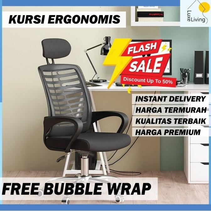 LLS Kursi Kantor Kursi Kerja Kursi Belajar Ergonomis Angkat Putar Mesh Hidrolik Kursi Staff Kursi Bo