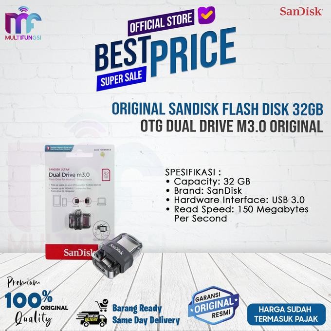 

ORIGINAL SANDISK FLASH DISK 32GB OTG DUAL DRIVE m3.0 / 32 GB USB3.0