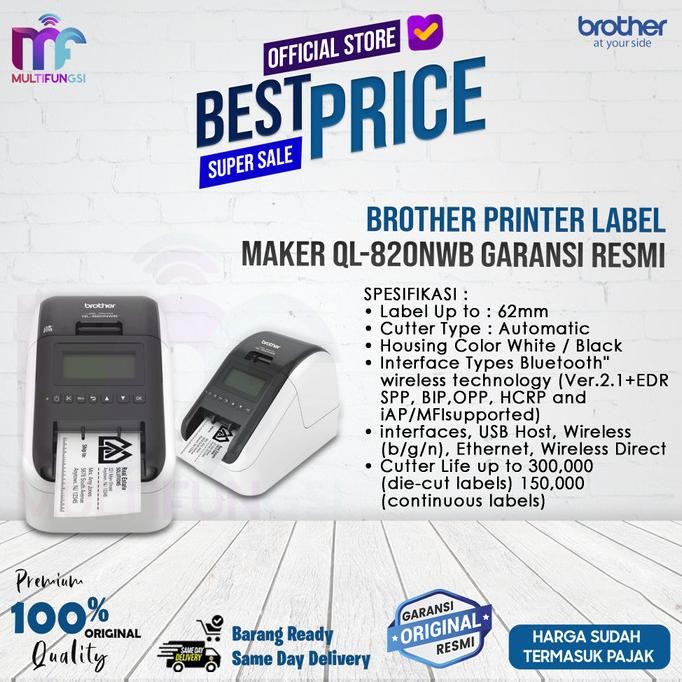 

Brother Printer Label / Label Maker QL-820NWB / Garansi Resmi QL820