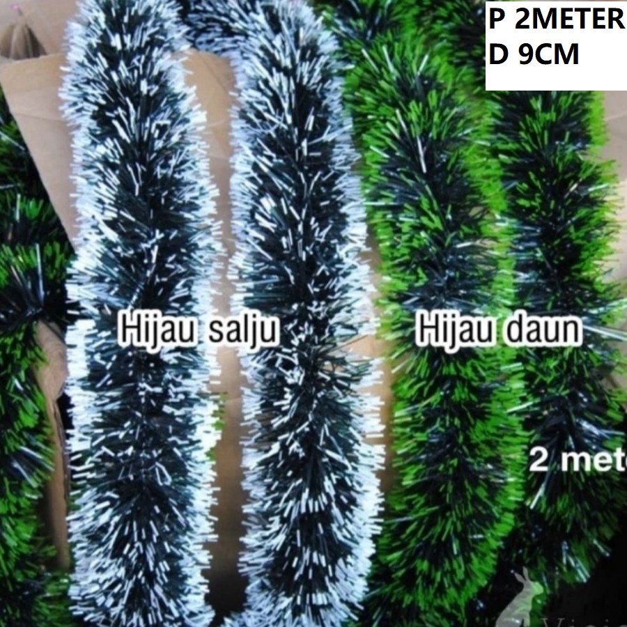 2 Meter x 9cm Tinsel Slinger Salju Rumbai Gaba gaba Bulat Tebal Hiasan Pohon Natal Dekorasi Ruangan