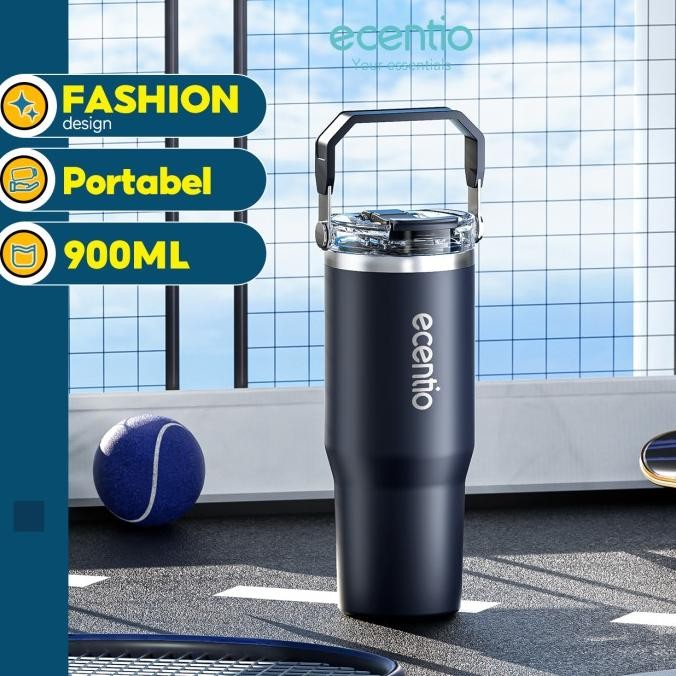 ECENTIO TUMBLER 900ML STAINLESS STEEL 304 BOTOL MINUM TAHAN PANAS DAN DINGIN MUG PORTABLE BPA FREE B