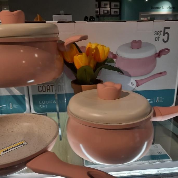 Ready Set Panci Wajan Sauce Pan Dengan Penutup Pink Pastel Cooking Color