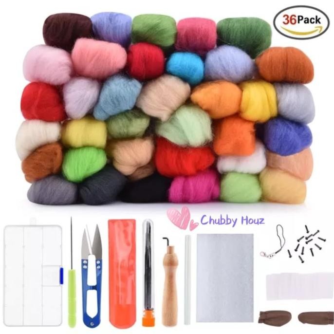 

Wool Felt 36 colors + Felting Needles Tools Set (Beginner Bundling)