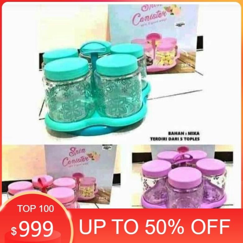 CR - Keren Toples Plastik Putar Technoplast Hanna Spin Canister Set Toples Warna Cantik Untuk Kue Le