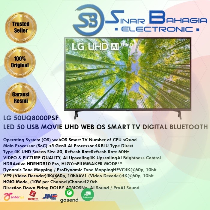 LG 50UQ8000PSF LED 50 USB MOVIE UHD WEB OS SMART TV DIGITAL BLUETOOTH (NEW) (KHUSUS BANDUNG)