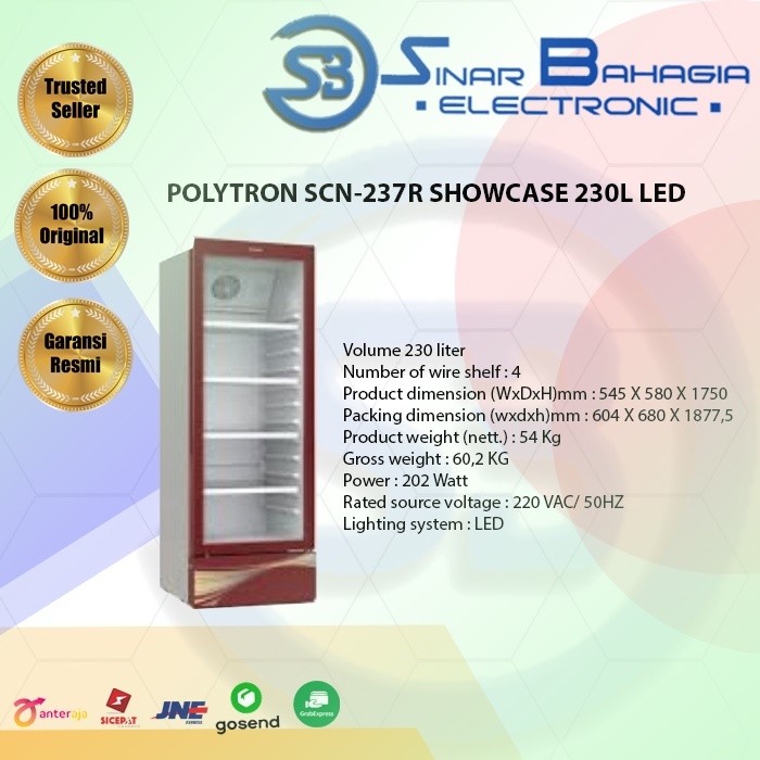 POLYTRON SCN-237/ R  SHOWCASE 230L LED (NEW) (KHUSUS BANDUNG)