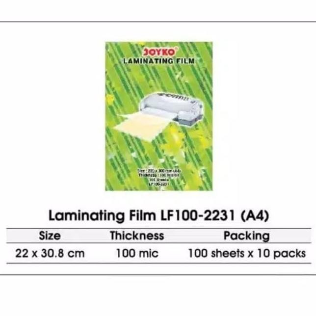 

Promo Plastik Plastic Laminating Joyko A4 100 Micron Laminasi Panas Deal