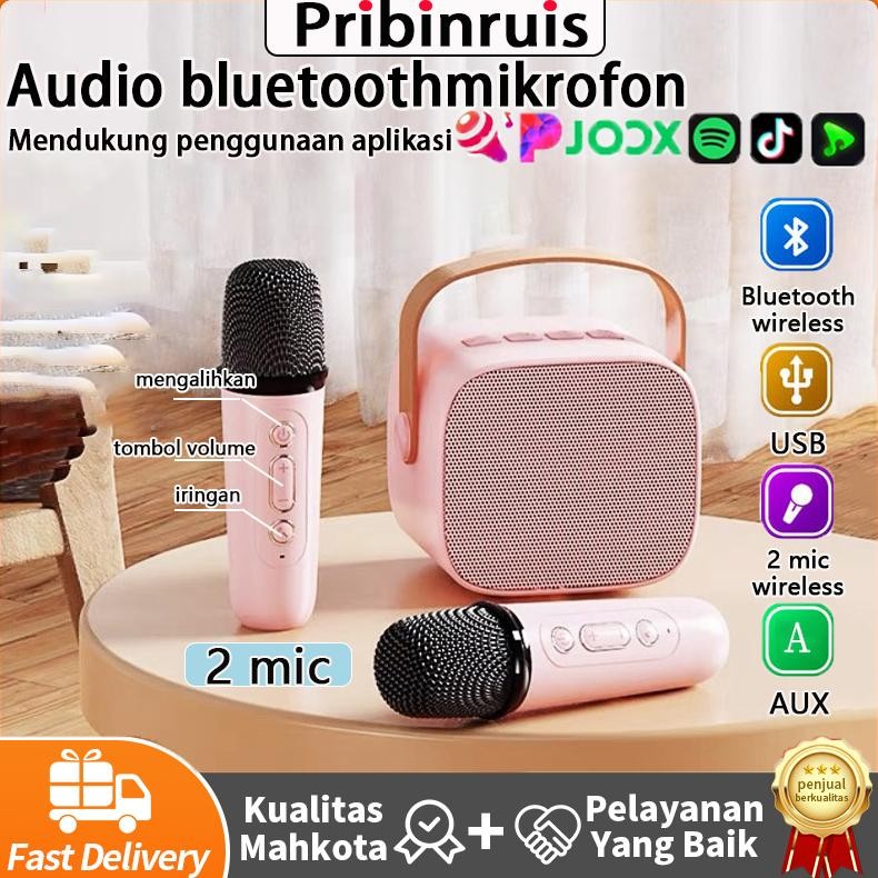 PRIBINRUIS COD karoke bluetooth speaker portable 2mic spiker bluetooth mic cipung