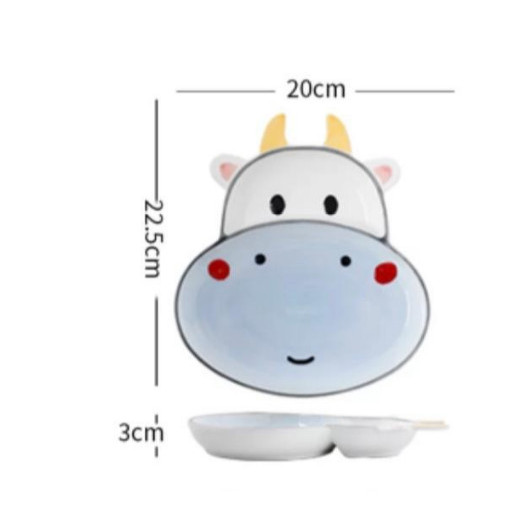 PIRING KERAMIK IMPOR MOTIF KEPALA SAPI LUCU/MOOLOVERS/PIRING UNIK