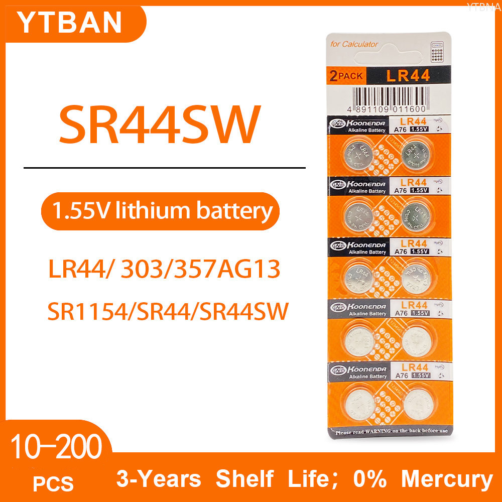 10-200PCS LR44 AG13 357 SR44 1.55V Button Battery LR44H