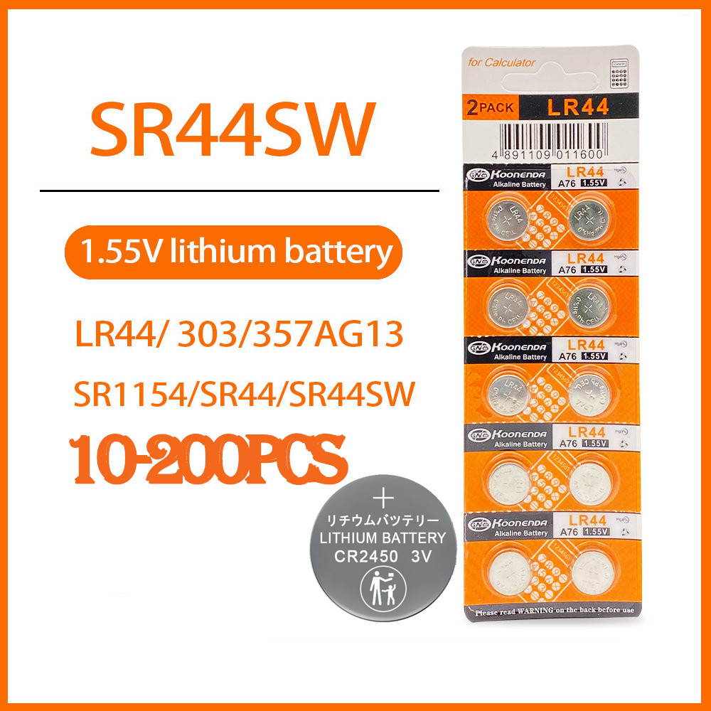 10-200PCS LR44 Battery AG13 SR44 1.55V Button Battery LR44H