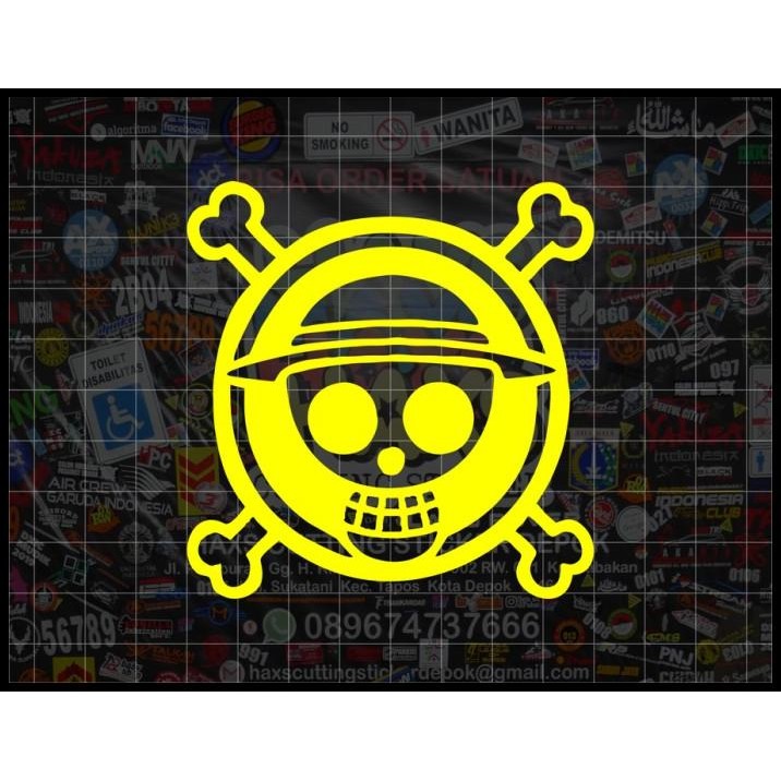 

HOT DEAL CUTTING STICKER ONE PIECE LOGO ANIME KARTUN JEPANG UKURAN 8 CM !!!!