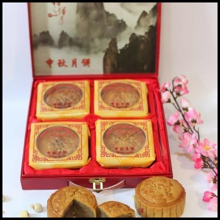 

Kue Bulan Santun/Senghapchiong Durian Kac Hijau Biasa- Mooncake Isi 4