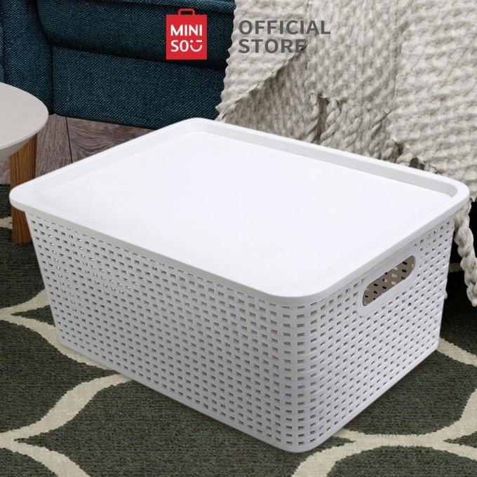 Surprise Miniso Kotak Penyimpanan Keranjang Dengan Penutup Ember Multifungsi Deal