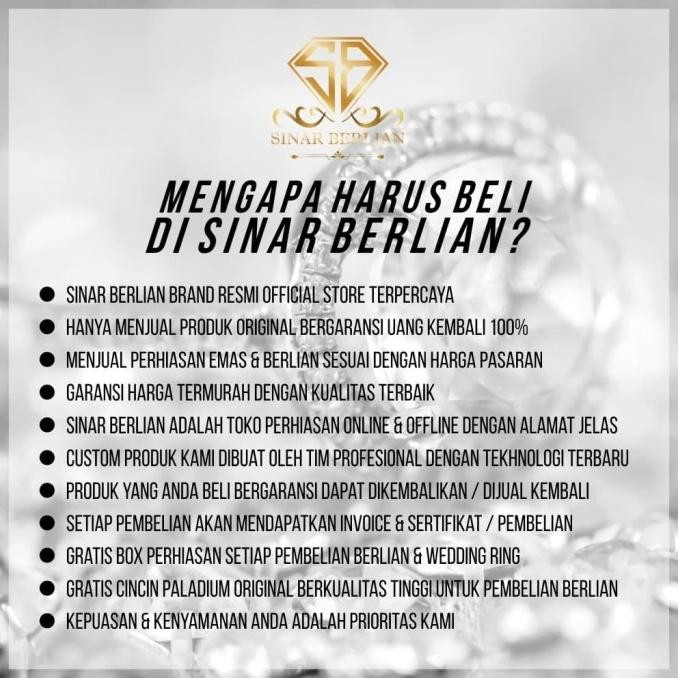 BIG SALE SINAR BERLIAN JEWELLERY - KALUNG EMAS PUTIH ASLI ITALY 750 2 GRAM 