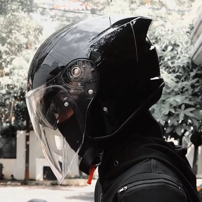 Nhk S1Gp Pro Black Matte Solid Helm Half Face S1-Gp Hitam Doff