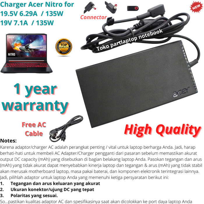 NEW! ADAPTOR ACER NITRO 5 AN515-44 ORIGINAL ADAPTER CHARGER