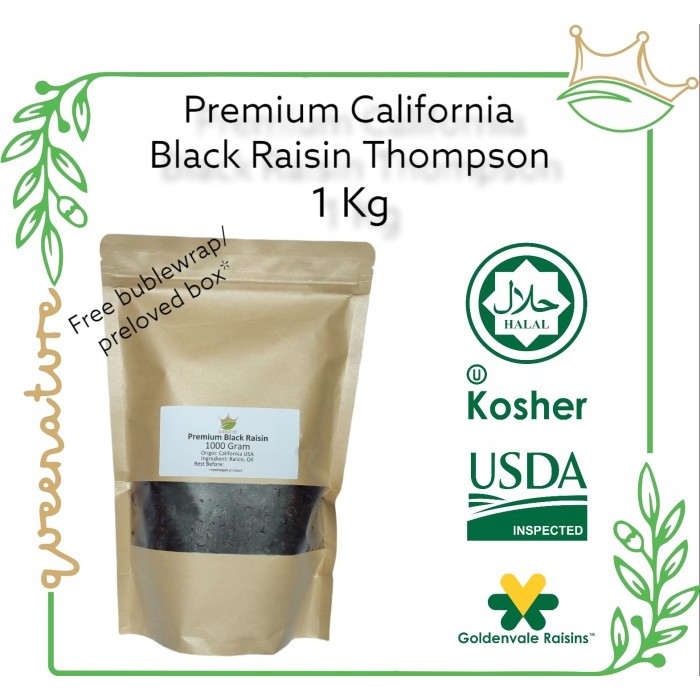 

Ready - California Black Raisin 1000 Gram / Kismis Hitam Pekat Premium Usa