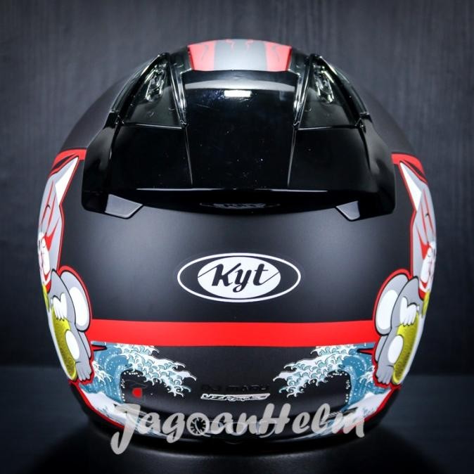 Kyt Helm Dj Maru Kabuki Cat Doff | Black Red Doff | Djmaru Motif