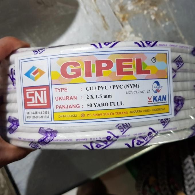 Produk Baru Kabel NYM 2x1.5 isi Kawat SNI LMK KAN 50 Yard Full GIPEL