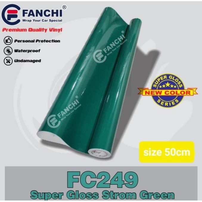 

FOR SALE ROLL STICKER FANCHI FC249 SUPER GLOSSY STROM GREEN 50CM X 8,5M ROLL