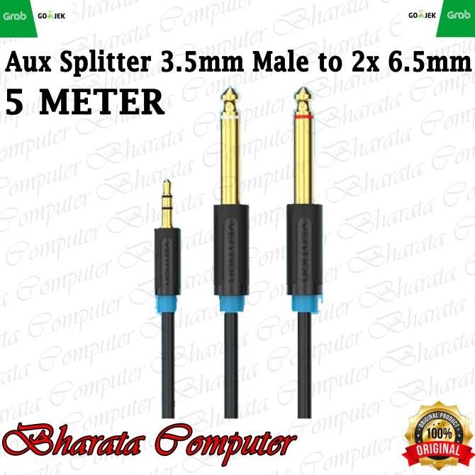 

Diskon! Vention Kabel Aux Splitter 3.5mm Male to 2x 6.5mm Akay Original 5METER