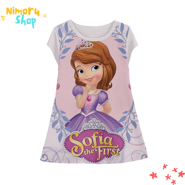 Baju Dress Anak 3D Tunik-PrincessSofia-1-designWD Anime Princess Sofia Tunik Untuk Usia 1-12 Tahun -
