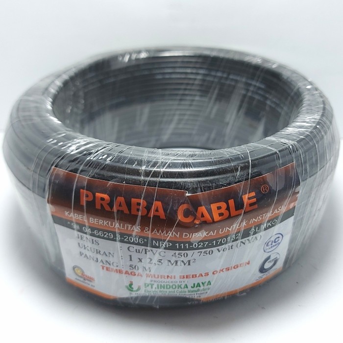 BERMUTU KABEL LISTRIK TUNGGAL 2,5 mm PRABA 50 METER SNI/LMK