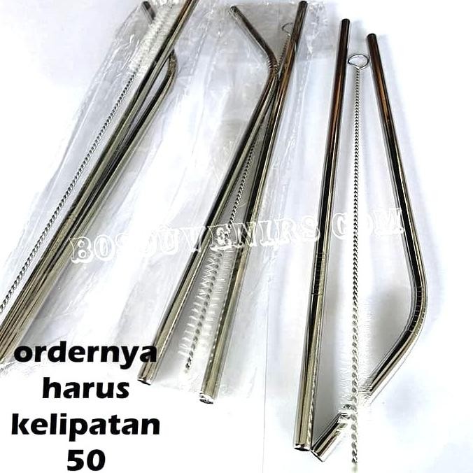 Souvenir Pernikahan Sedotan Stainless set SHA