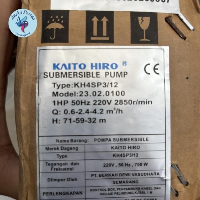 Pompa Submersible Satelit Kaito Hiro 1 Hp 4 Sp 3-12 Stainless