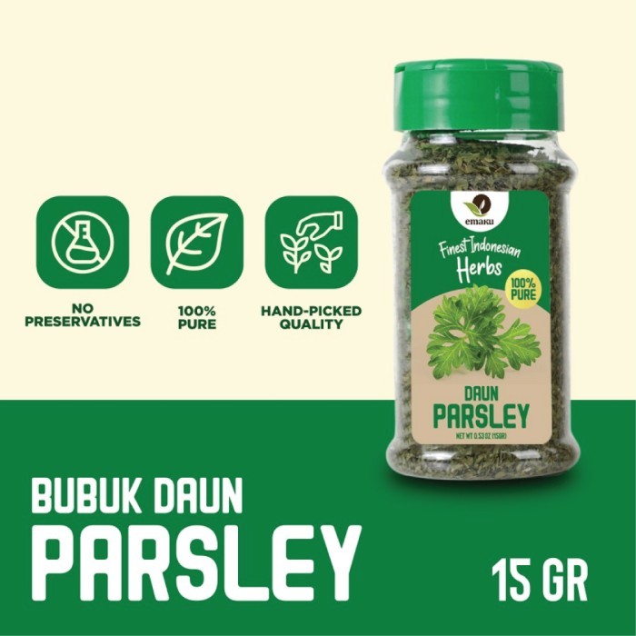 

Emaku Dried Parsley Flakes / Daun Parsley Kering