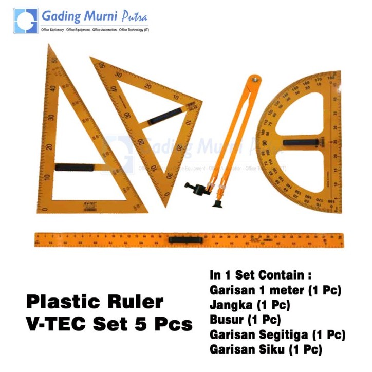 

PENGGARIS PAPAN TULIS / PLASTIC RULER V-TEC SET ISI 5 PCS